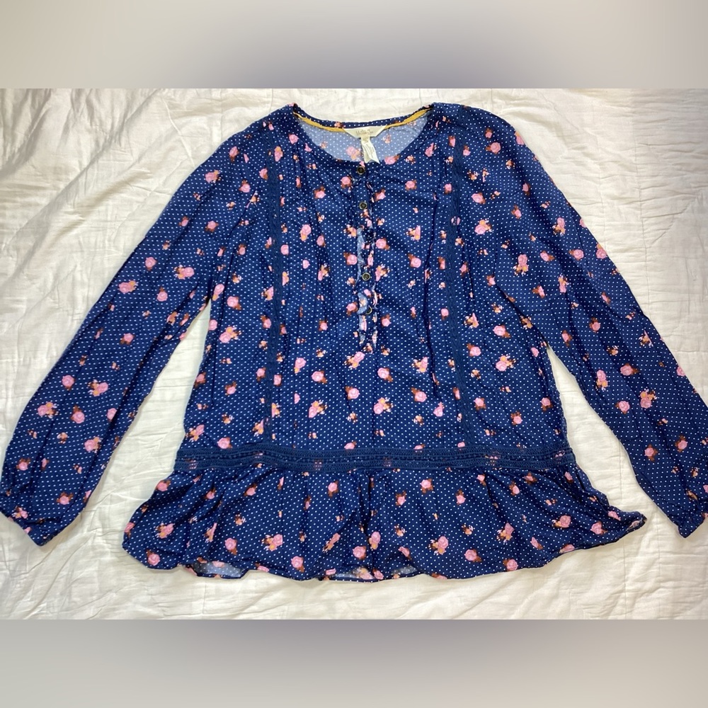 Matilda Jane Dream a Little Dream Polka Dot Rose Floral Blouse M